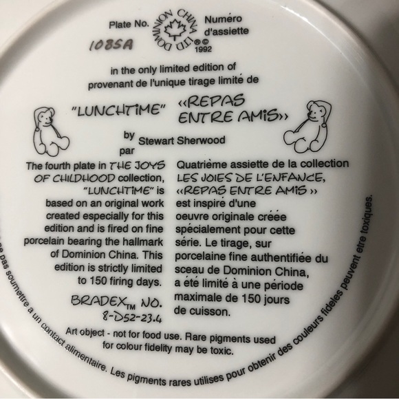Collectible Plate by Stewart Sherwood-1992 The joys of childhood - Picture 3 of 3